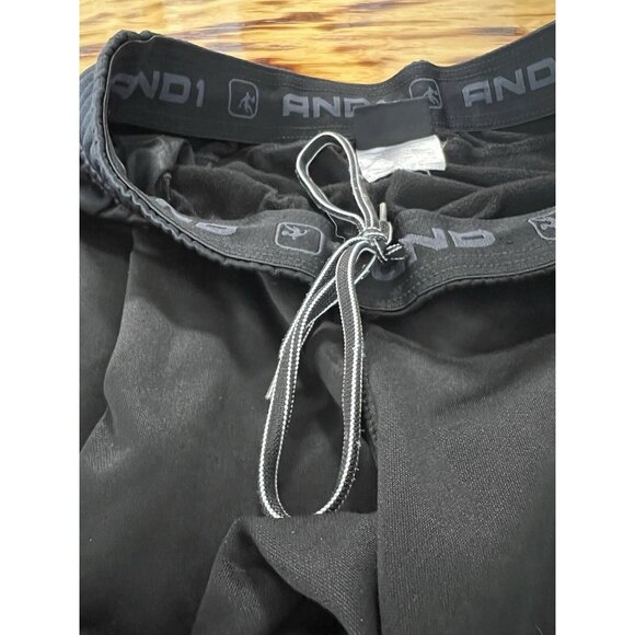 AND1 Men Joggers Sweat Pants Size Large Black Pocket Drawstring Preppy Athletic - Picture 13 of 15